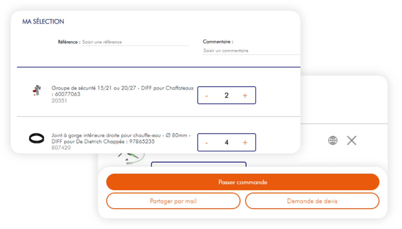 Transfert de panier via Editherm